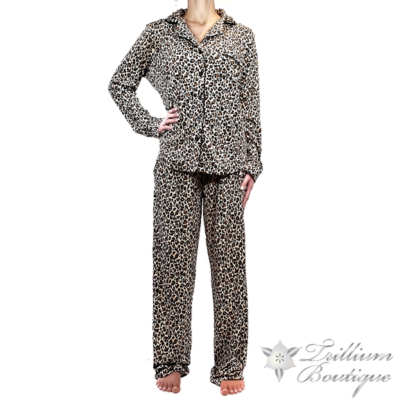 Carole Hochman Animal Print Microfleece Pajama Set - Picture 2 of 8